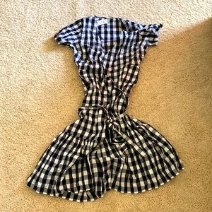 Gap Women’s Petite S Plaid Dress Black And White